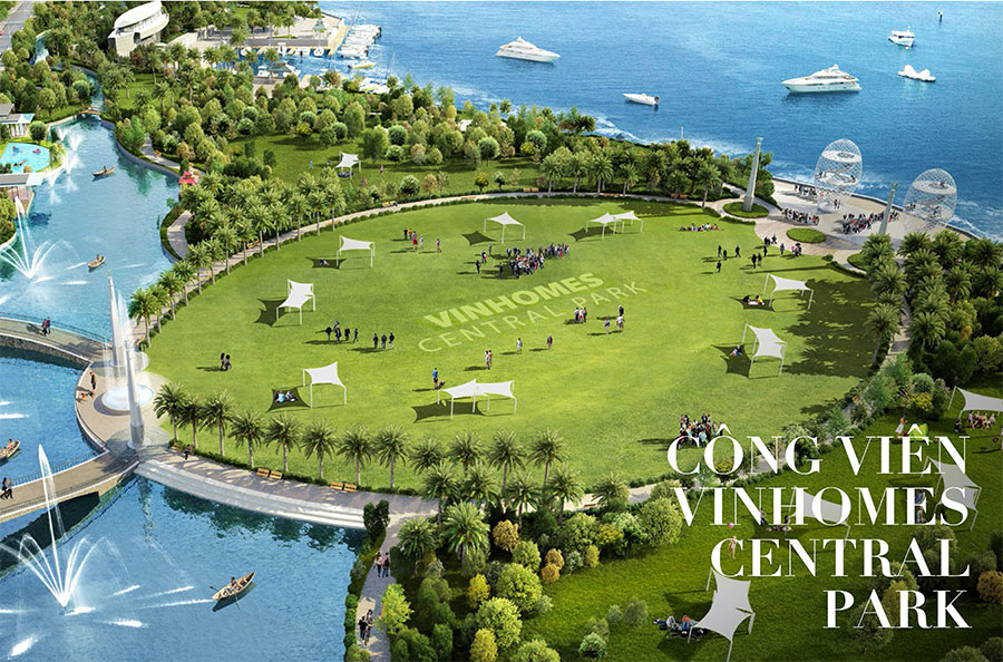 Dự án Vinhomes Central Park (Tân Cảng, Q.Bình Thạnh) sở hữu công viên ven sông lớn nhất Sài Gòn rộng 14ha